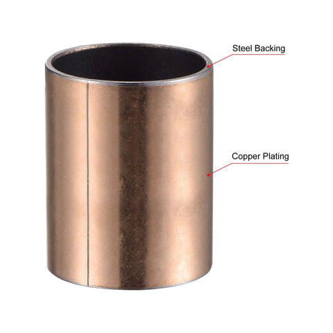 Oil Free Sleeve Bearing Bushing 40mm Bore 44mm OD 60mm Length Set of Two Bronze Sintered Coated Carbon Steel Base