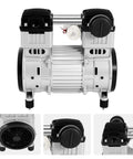 Oil-free vacuum pump for HVAC and industrial use, 1100W diaphragm pump with aluminum housing, four rubber feet for stability, 1400 RPM motor.