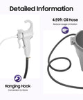 Detail of Hand Held Oiler Bucket Kit with Oil Gun and 4.59ft hose, plastic construction, ergonomic grip, for pipe threading machines.