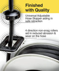 Retractable Oil Hose Reel With One Half Inch By Fifty Foot Premium SAE 100 R1AT Hose Max 2320 Psi Spring Driven Steel Construction