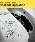 Close-up of Retractable Oil Hose Reel With One Half Inch By Fifty Foot Premium SAE 100 R1AT Hose Max 2320 Psi Spring Driven Steel Construction