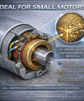 Oil Impregnated Sintered Bronze Sleeve Bearing Bushing 4mm ID By 8mm OD By 6mm Length, ideal for small motors, shown in use