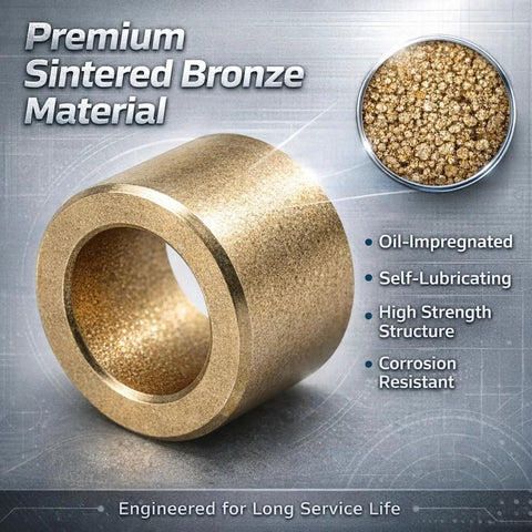 Oil Impregnated Sintered Bronze Sleeve Bearing Bushing 4mm ID By 8mm OD By 6mm Length, showcasing high strength and self-lubricating properties.