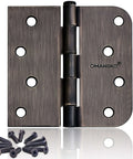 Sturdy 4x4 Inch Door Hinges For Wood, 18 Pack Oil Rubbed Bronze Interior Doors, heavy duty square 5/8 radius corners with screws