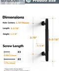 Product dimensions for Five Pack Oil Rubbed Bronze Knurled Cabinet Handles with 3.78 Inch Center To Center 96mm Hole Spacing.