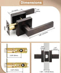 Dimensions of Beefy Heavy Duty Door Levers Set With Modern Square Design For Home Hallway Or Closet Passages Oil Rubbed Bronze Finish
