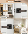 Beefy Heavy Duty Door Levers Set With Modern Square Design For Home Hallway Or Closet Passages Oil Rubbed Bronze Finish Non Locking Keyless Universal Reversible Leverset For Left Or Right Hinging Doors 2 Pack installed on interior doors