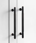 Five Pack Oil Rubbed Bronze Knurled Cabinet Handles With 3.78 Inch Center To Center 96mm Hole Spacing solid zinc pictured on cabinet doors
