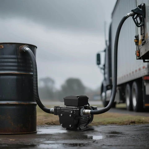 Workhorse 16 GPM Oil Transfer Pump For Diesel Kerosene Biodiesel From VEVOR 110V AC Electric Fuel Transfer Pump shown in use