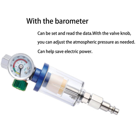 Oil Water Separator With Integrated Air Filter And Pressure Regulator For Spray Guns And Air Tools Inlet And Outlet G1 Quarter Inch Clear Water Filter