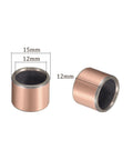 Two 5 Pieces Sleeve Bearings 12mm By 15mm By 12mm Wrapped Oilless Bronze Sintered Composite