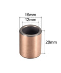 Sleeve Bearing 12mm Bore 16mm Outer Diameter 20mm Length Oilless Plain Bearing Wrapped Bushing For Sliding Motion With Bronze Sintered