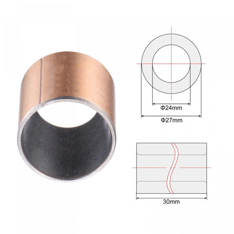 24mm Bore Sleeve Bearing 27mm Outside Diameter 30mm Length Oilless Bronze Sintered Coated Bushing diagram