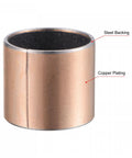 Side view of 24mm Bore Sleeve Bearing 27mm Outside Diameter 30mm Length Oilless Bronze Sintered Coated Bushing showing steel backing and copper plating