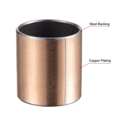 Oilless Sleeve Bearing 35mm Bore 39mm OD 50mm Length Wrapped Bushings 2 Pieces Carbon Steel Base With Bronze Sintered Composite Coating