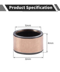 10 Pcs Oilless Sleeve Bearings Set 6mm Bore 8mm Outer Diameter 4mm Length Bronze Sintered with measurements shown