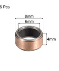 6 Pieces Sleeve Bearing Set With 6mm Bore 8mm OD And 4mm Length Oilless Plain Bearings for sliding movements in textile machinery.