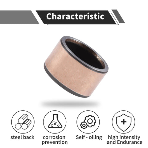 10 Pcs Oilless Sleeve Bearings Set 6mm Bore 8mm Outer Diameter 4mm Length bronze sintered composite coating, close-up
