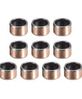 Ten Sleeve Bearing 8mm Bore 10mm OD 6mm Length Oilless Bushings, bronze on carbon steel, for textile machinery.
