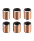 Set of six bronze oilless sleeve bearings 6mm bore 8mm OD 10mm length for low friction in industrial applications.