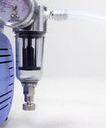 Oilless Vacuum Pump For Lab Filtration With 99 mbar Vacuum, 23 Lpm Airflow, 1750 RPM, showing gauge and tubing attachment
