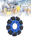Omni Wheel 4in Aluminium Alloy Hub Omnidirectional Wheel, DIY Part for Robot, Silicone Material, in a manufacturing setting