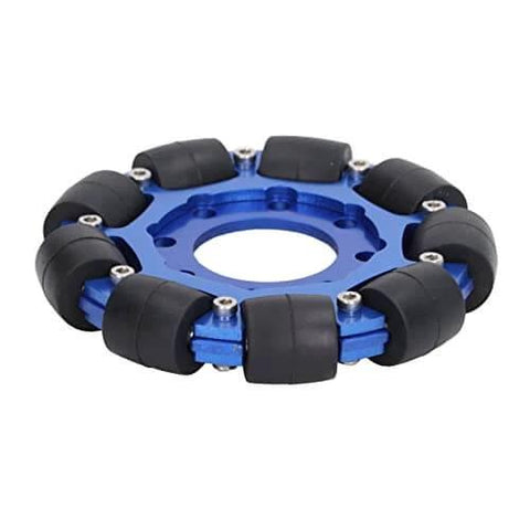 Omni Wheel 4in Aluminium Alloy Hub Omnidirectional Wheel, DIY Part for Robot, Durably Silicone Material, Double Layer Temperature Baking Paint