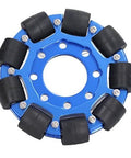 Omni Wheel 4in Aluminium Alloy Hub Omnidirectional Wheel, DIY Part for Robot, Durably Silicone Material, blue color