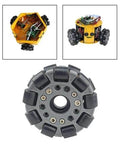 Omnidirectional Robot Wheel 3.94 Inch DIY Car Parts Flexible Maintenance shown with robot car installation examples.