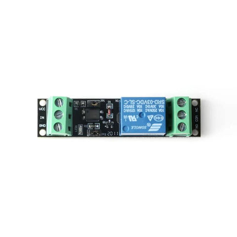 Top view of Five Pack One Channel DC 3V/3.3V Relay Module With Optocoupler Isolation, Isolated Drive Control Board, 10A 250VAC And 10A 30VDC