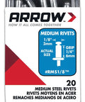 One Eighth Inch Steel Rivets 20 Count In Grey For Sheet Metal Gutters Storm Doors And Automotive Repairs Durable Rivet Fasteners