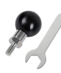 One Inch Ball Adapter with M6 x 1.0mm Threaded Post for RAM Mounts B Size Double Socket Arm and Screw Ball Head, shown with wrench.