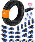 One Quarter Inch Air Line Tubing Kit With About 33 Feet PA Nylon Hose Cutter And Teflon Tape Push To Connect Fittings No Fuss Quick Install For Air Brakes Or Fluid Transfer Includes 30 Piece Connector Kit