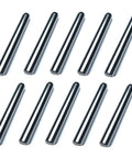 One Quarter Inch Dowel Pins 10 Pack For Furniture And Woodworking, Precision Ground Alloy Steel, Two Inch Length, ZDingTech displayed.