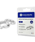 One Quarter Inch Split Lock Washers 304 Stainless Steel Pack 150 Pieces packaging and washers