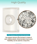 Shower Door Bumpers For Glass Sliding Doors With Screws 2 Pack Wall Jamb Stopper Fits 1 Inch And 1.28 Inch Frames Prevents Violent Door Contact And Collisions In Glass Shower Enclosures, close-up view of opaque rubber material.