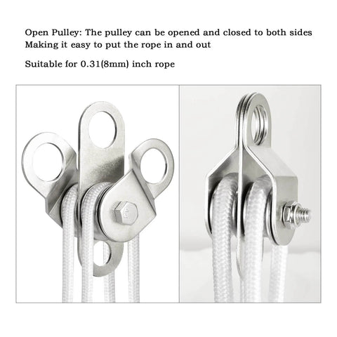 Double Pulley Block Small Snatch Cable for 0.23Inch/6mm Wire Rope, Pulley Wheel Bearing Inside, 2Pack