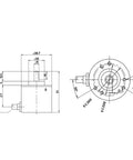 Technical drawing of High Efficiency Optical Incremental Encoder 5 To 24V DC, 30mA, 3-Phase With Half Hollow 6mm Shaft, 6000 RPM, Compact Mount.