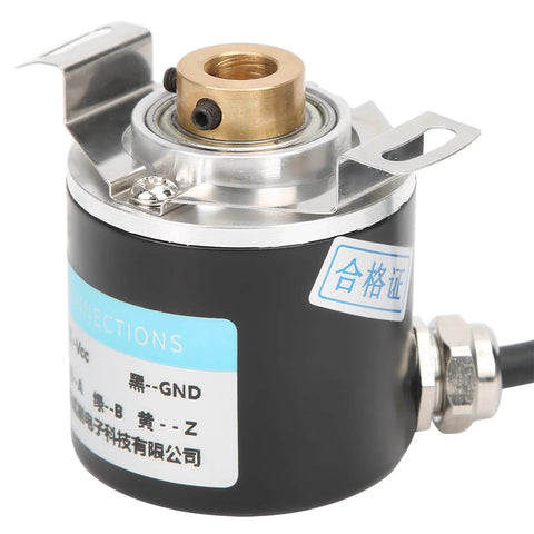 High Efficiency Optical Incremental Encoder 5 To 24V DC, 30mA, 3-Phase With Half Hollow 6mm Shaft, 6000 RPM, Compact Mount