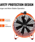 Front view of Heavy Duty 16 Inch Utility Blower Fan With Two Speeds Delivers Beastly 5175 CFM At High And 4475 CFM At Low Portable Industrial Exhaust Ventilator With 33 Feet Duct Hose For Basements Warehouses And Workshops