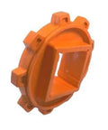 Side view of 2.5 Inch Bore Molded Non Split Sprocket With 9 Teeth Orange Square Bore Thermoplastic Built Tough Drive Gear for industrial use