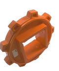 2.5 Inch Bore Molded Non Split Sprocket With 9 Teeth Orange Square Bore Thermoplastic Built Tough Drive Gear For Industrial Power Transmission Equipment And Conveyor Machinery, side view