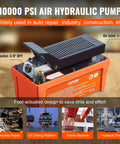 Air Hydraulic Pump, 10,000 PSI 1/2 Gal Reservoir, NPT 3/8" Oil Outlet, NPT 1/4" Inlet, orange, for auto body frame machines.