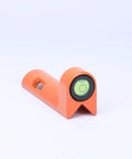 Adjustable Grade Rod Level Geoleni Aluminum Construction With 40 Minute Sensitivity Vial shown at an angle with orange finish.