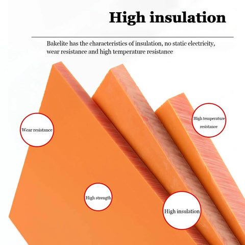 Bakelite Phenolic Resin Flat Plate Sheet For Easy Machining And Dope Insulation 300 x 500 mm Thickness 5 mm Orange Red Insulating Board