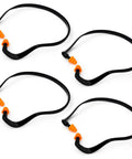 Orange Banded Earplugs For Shooting Range 4 Piece Set Reusable Silicone Hearing Protection With Neck Band visible on white background