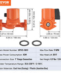 High Flow Cast Iron Circulation Pump For Home Heating And Hot Water Recirculation, 17 GPM, 1 Inch Flange, Three Speed Settings