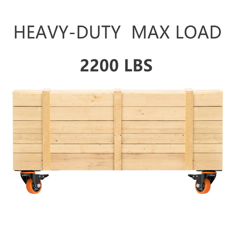 Wooden crate on 3 Inch Orange Caster Wheels Set Of 4 Heavy Duty Locking Industrial Swivel Top Plate Casters With Brake 2300 Lb Capacity