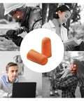 Image of Disposable Ear Plugs Pack Of 200 Pairs With 32 dB Noise Reduction Soft Foam, shown in various everyday scenarios for hearing protection
