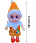 9cm orange Christmas elf doll with white trim and red shoes